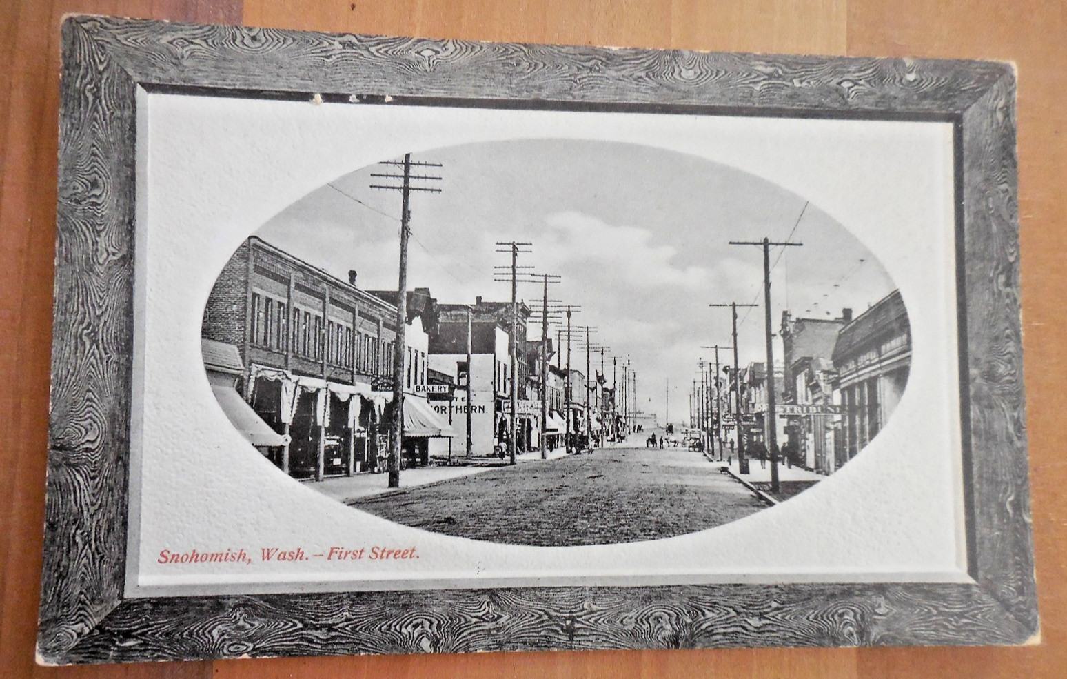 Snohomish Washington First Street Wood Frame Antique Postcard