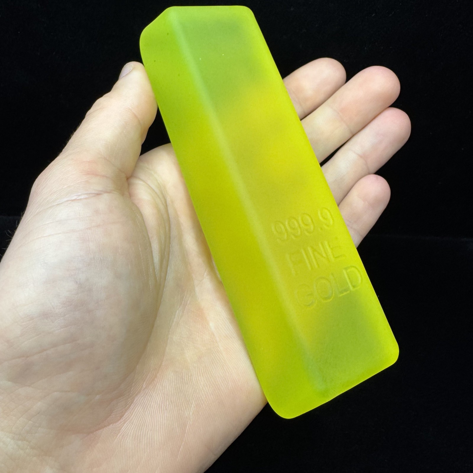 Vaseline Uranium Satin Glass Solid Gold Bar Paperweight Fine Gold 999.9