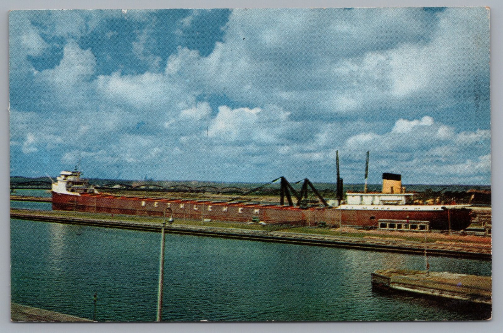 Sault Ste. Marie Michigan Ore Boat Davis Lock International Postcard