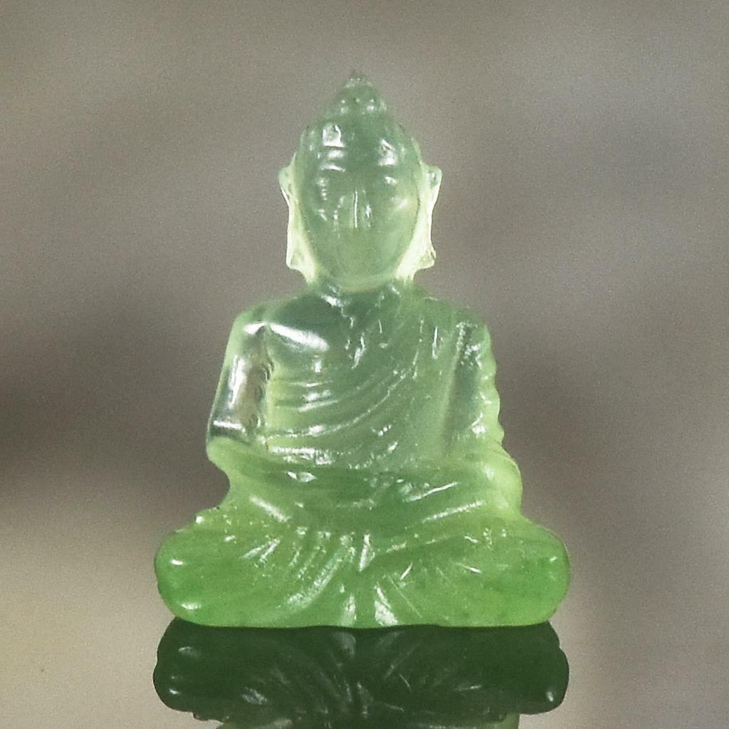 Sculpture of the Buddha Natural Green Chalcedony Gemstone Carving 2.90 cts
