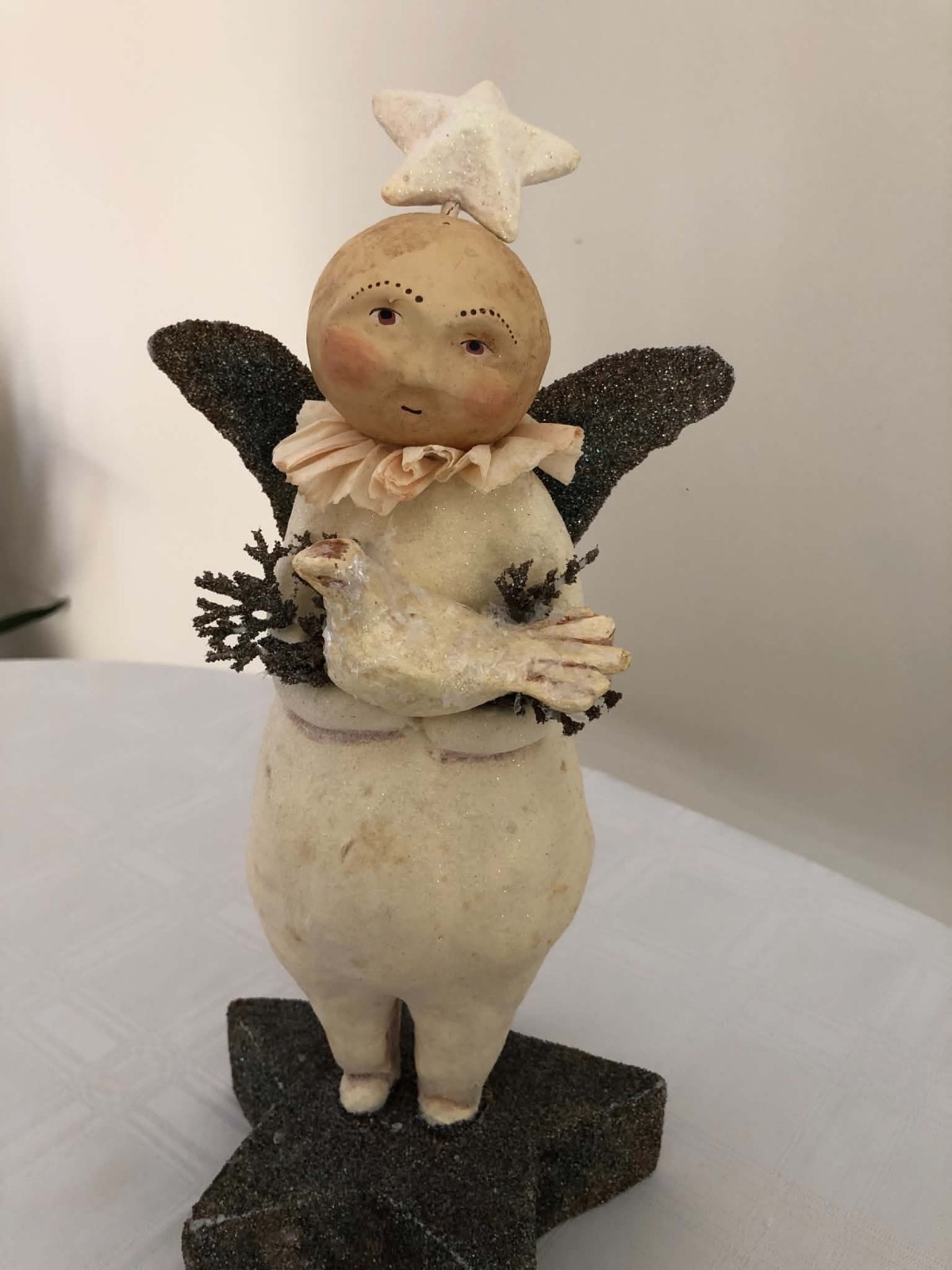 Dee Foust Bethany Lowe Pulp Paper Xmas Snow Angel With Dove Excellent 