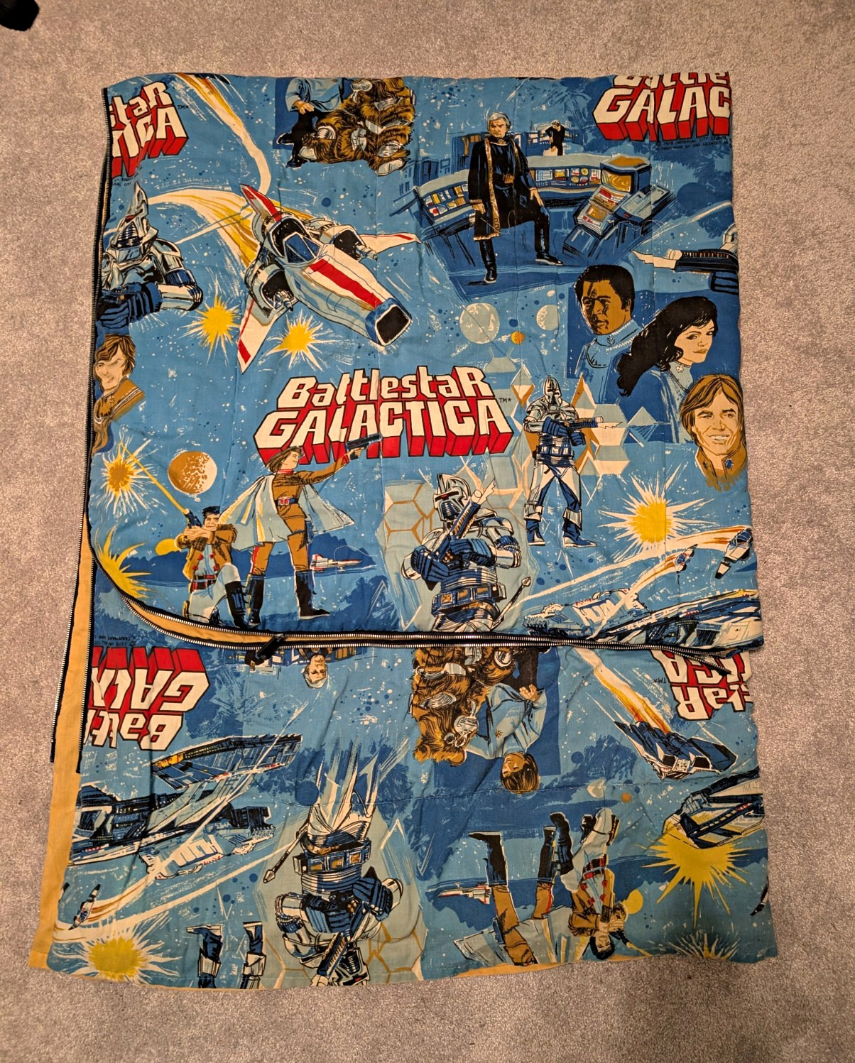 Vintage 1978 Battlestar Galactica Sleeping Bag Cylon Viper Starbuck 70s Sci-Fi