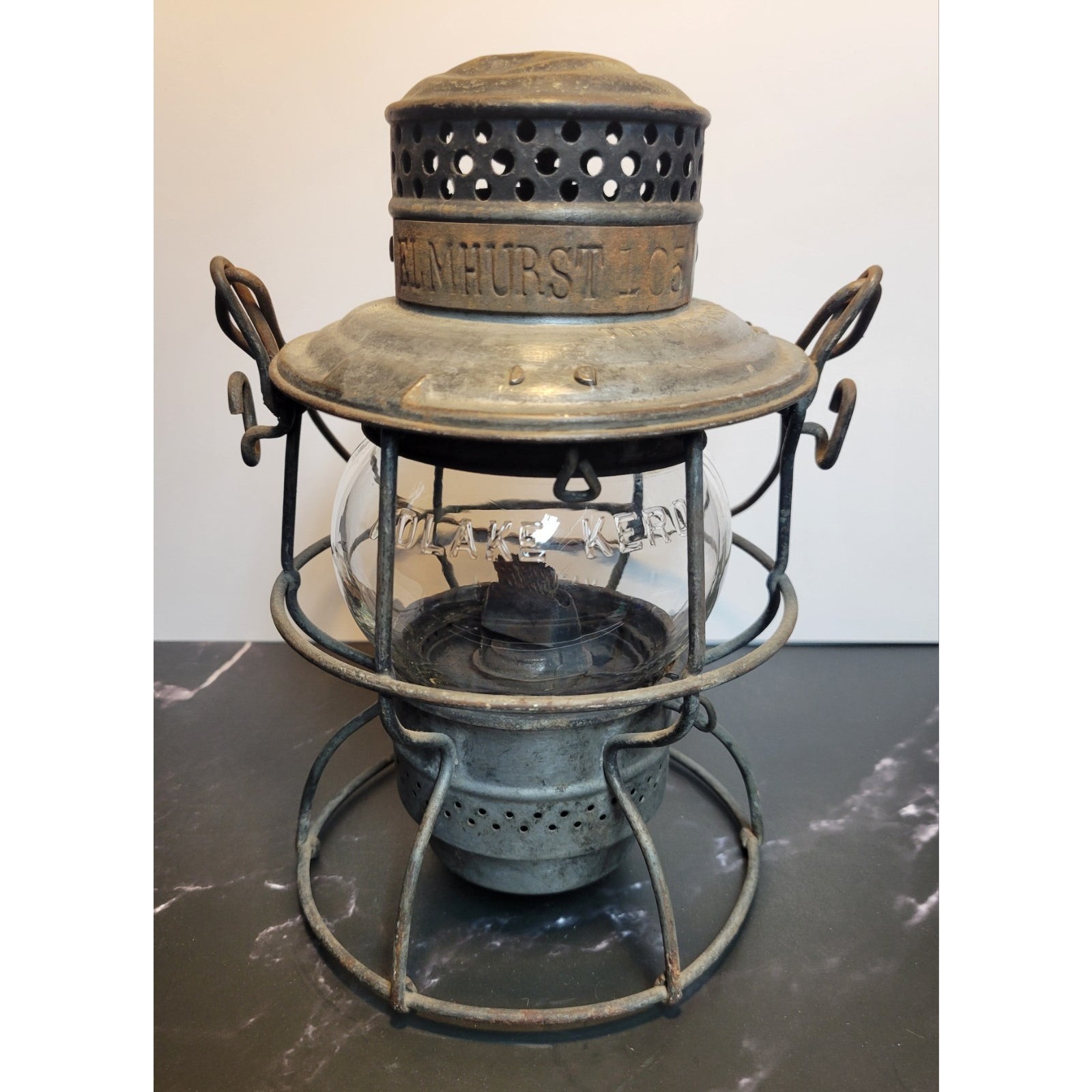 Antique Adlake Kero Railroad Lantern Hiram L. Piper Co. LDT. - Elmhurst 105 TAG