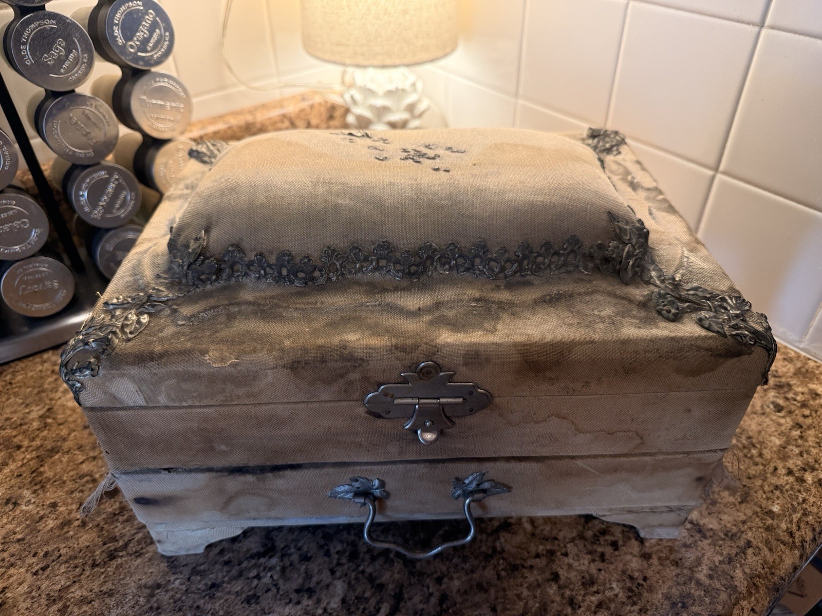 Antique 1890s Victorian Lady’s Toilet Dressing Box  Brush Set Drawer