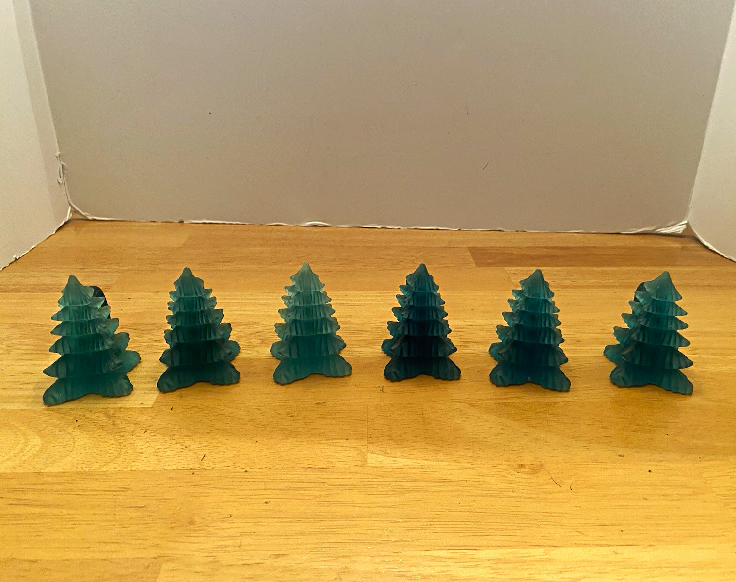 Vintage Green Plastic Christmas Tree Napkin Ring Set, 6-Pack Adult Table Decor