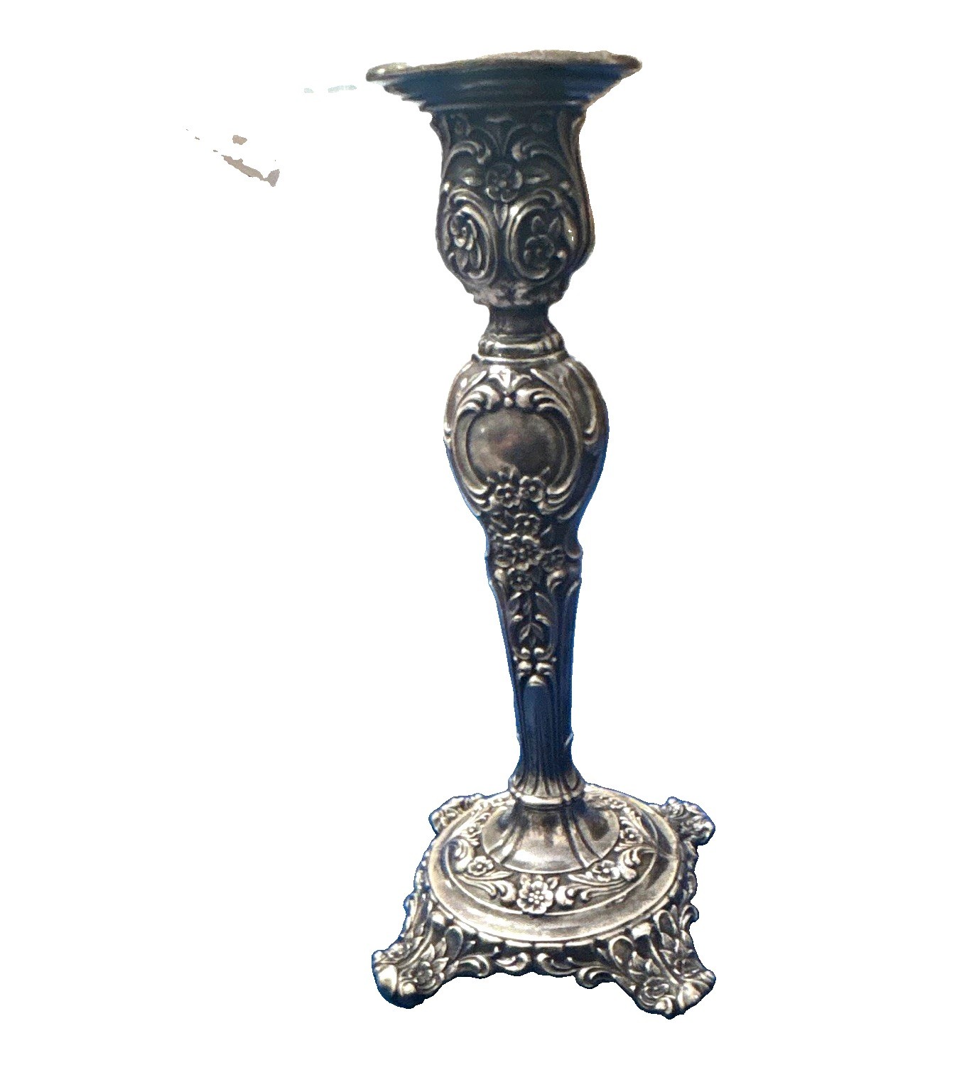 Wm Rogers and Son Silverplate Victorian Rose Candlestick, Circa 1890