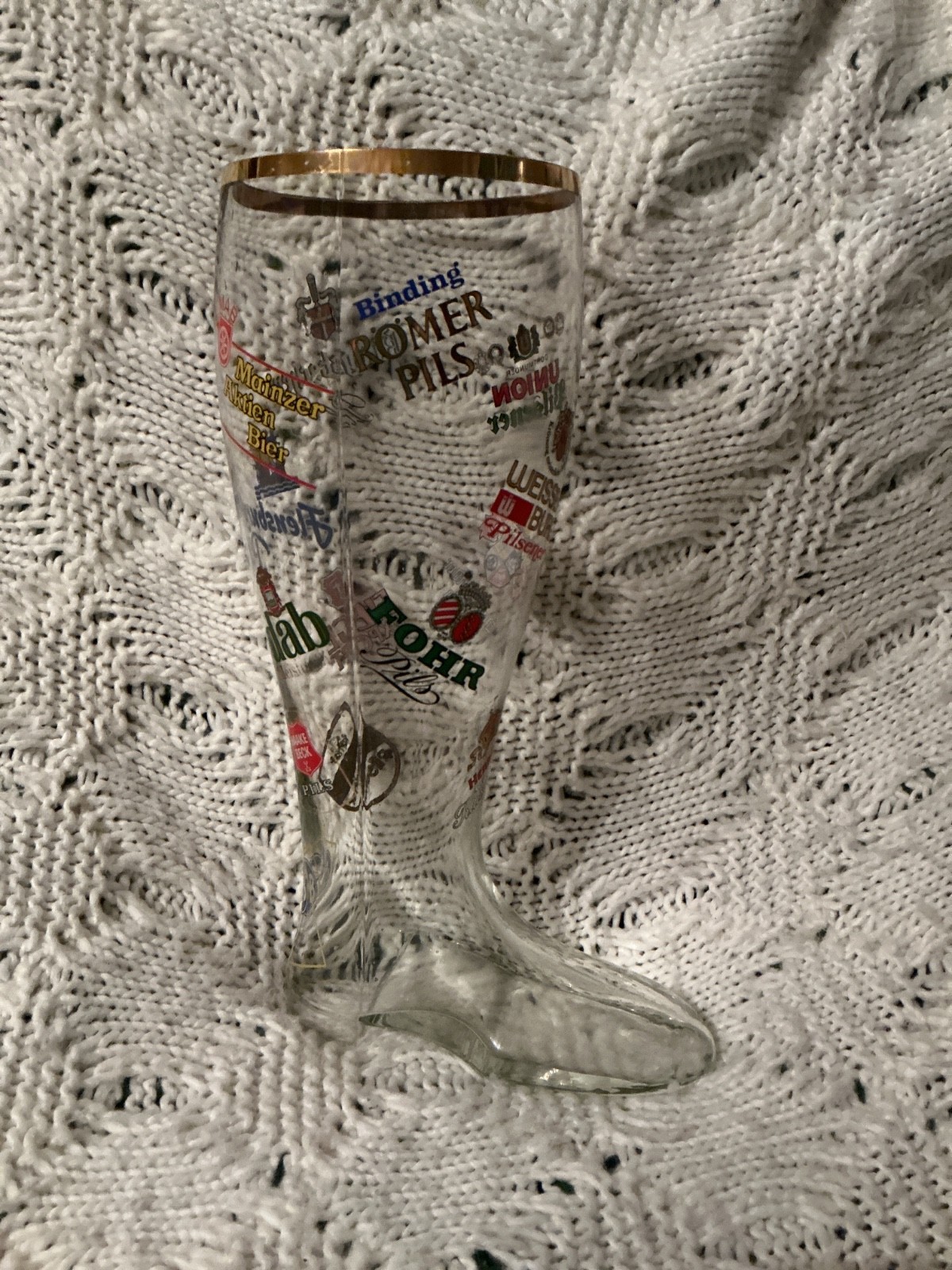 Authentic 2L German Beer Glass Boot Das Bier Oktoberfest Beerfest Logos Vintage 