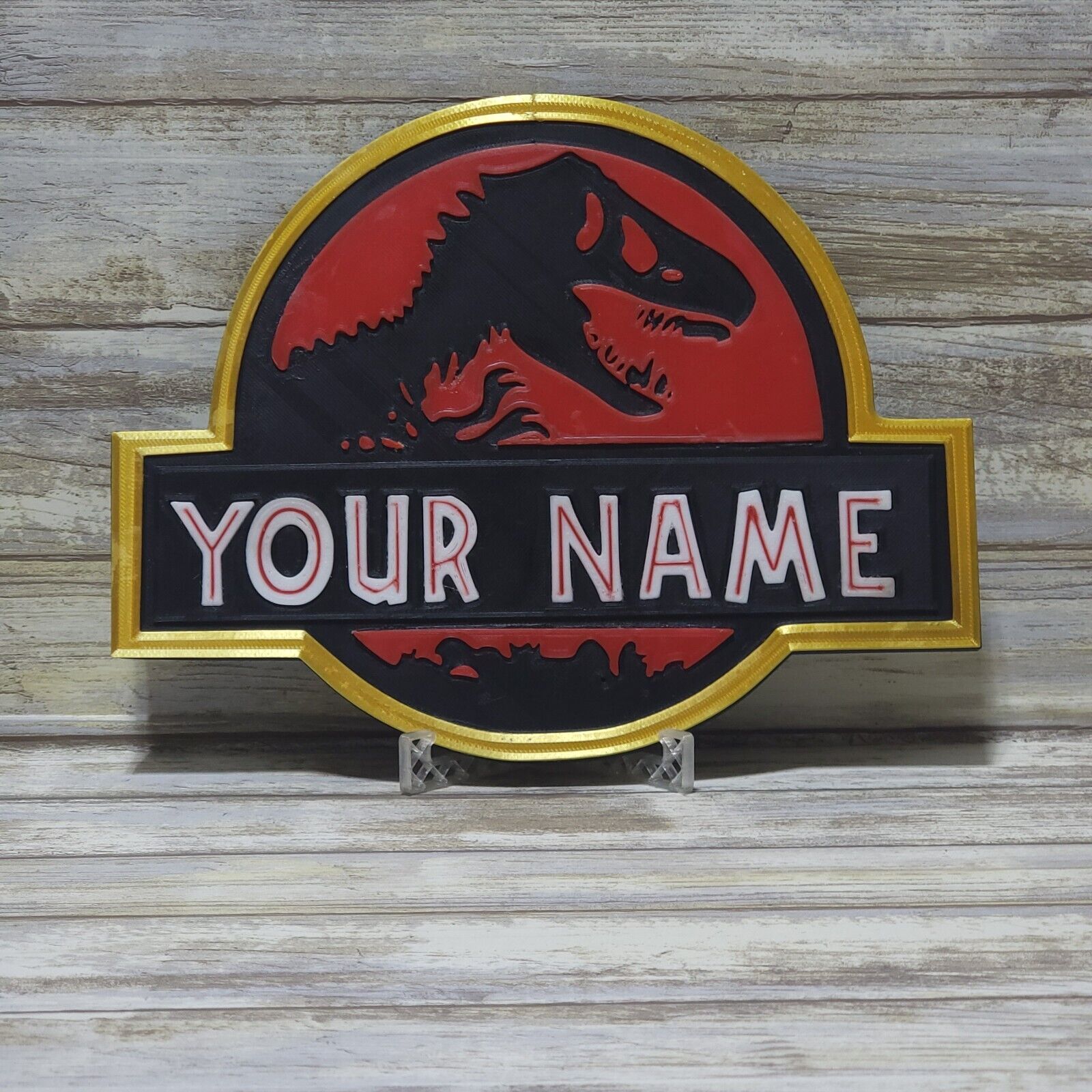 3D Printed Jurassic Park Wall Sign: Custom Dinosaur Theme Decor