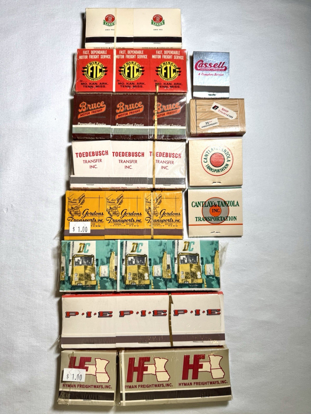 Lot 28 Vintage NOS Transportation Matchbooks Unstruck Orscheln PIE Hyman Midwest