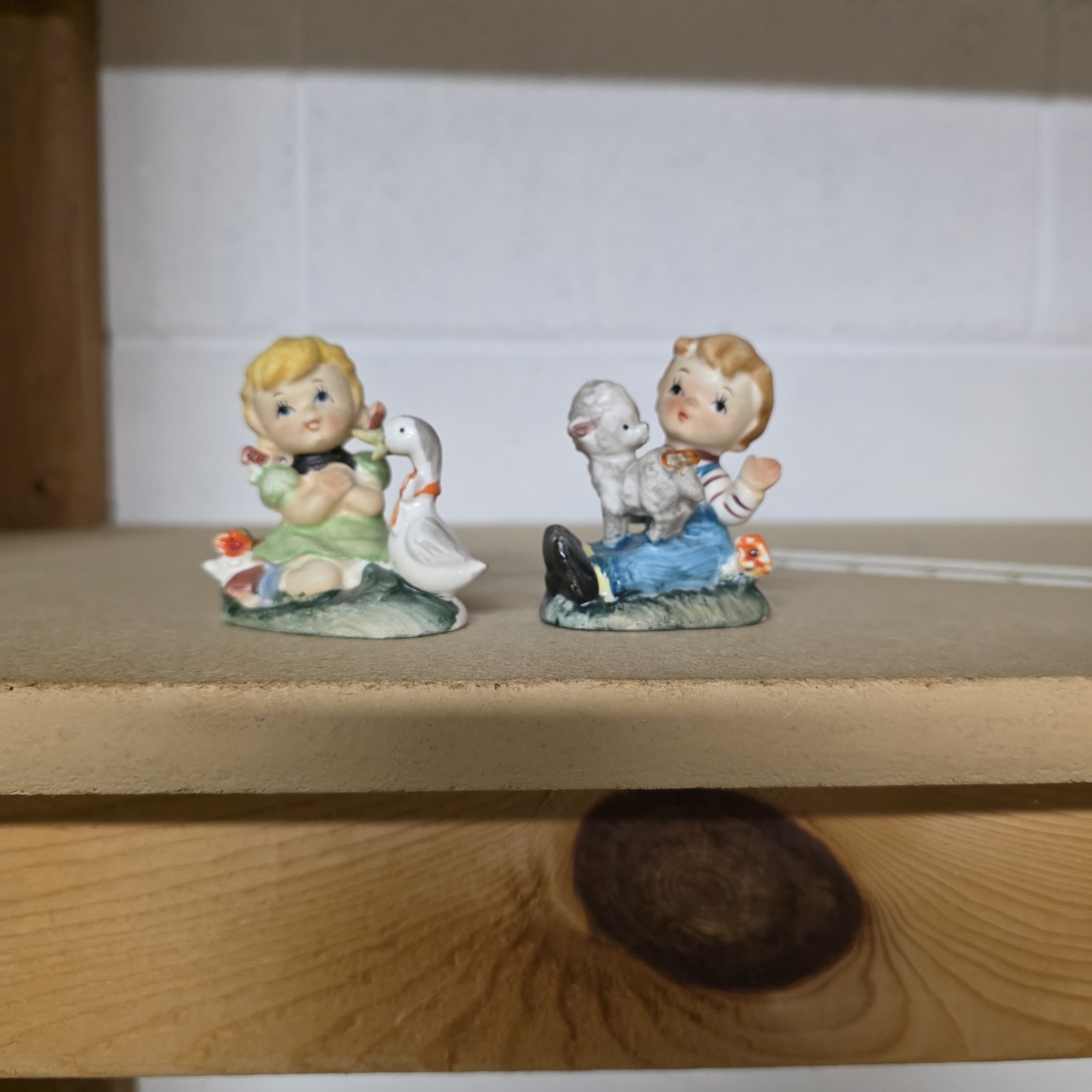 Vintage MID-CENTURY BISQUE PORCELAIN FIGURINES Boy And Girl USED LOOK AT PICS
