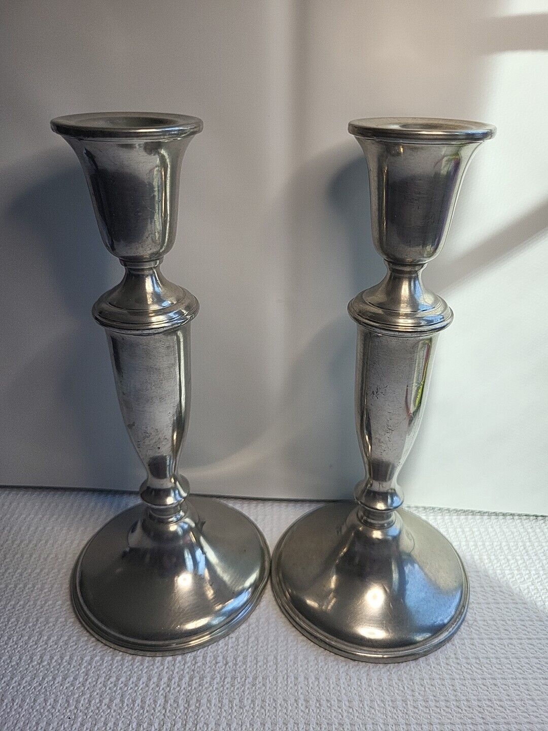Pair Empire Pewter Weighted Candlesticks Candle Holder 8\