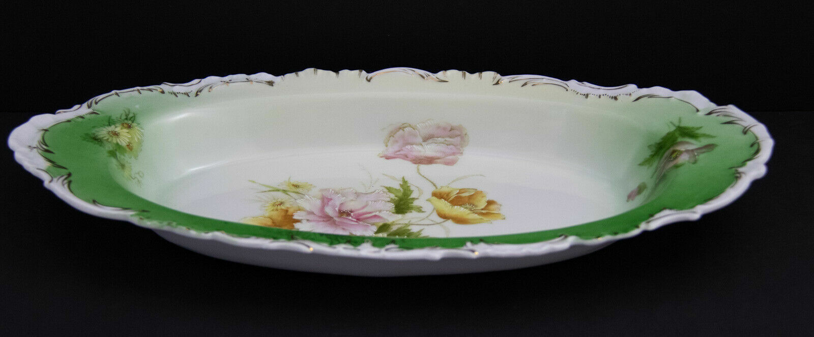 Antique PT Germany Relish Celery Dish Hand Painted California Rose Flower