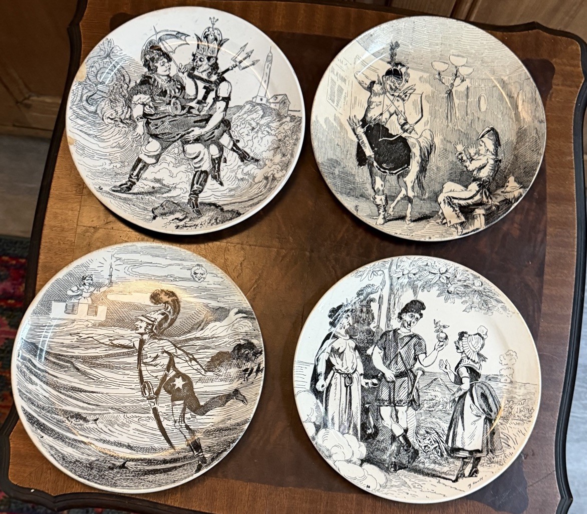 Set of 4 Antique French Creil et Montereau Ironstone Plates Charles Hamlet