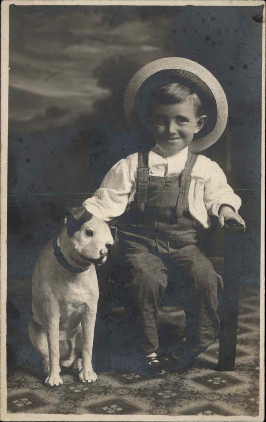 RCA Victor Mascot Nipper Studio Prop Little Boy c1910 Real Photo Vintage RPPC
