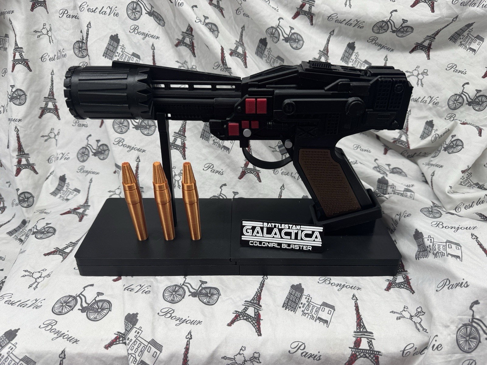 Battlestar Galactica 1978 Colonial Blaster Prop with stand 3d print
