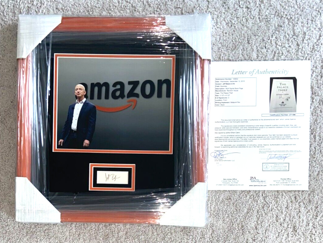 JEFF BEZOS SIGNED FRAMED CUT 16X17 AMAZON OWNER CEO FOUNDER BLUE ORIGIN JSA