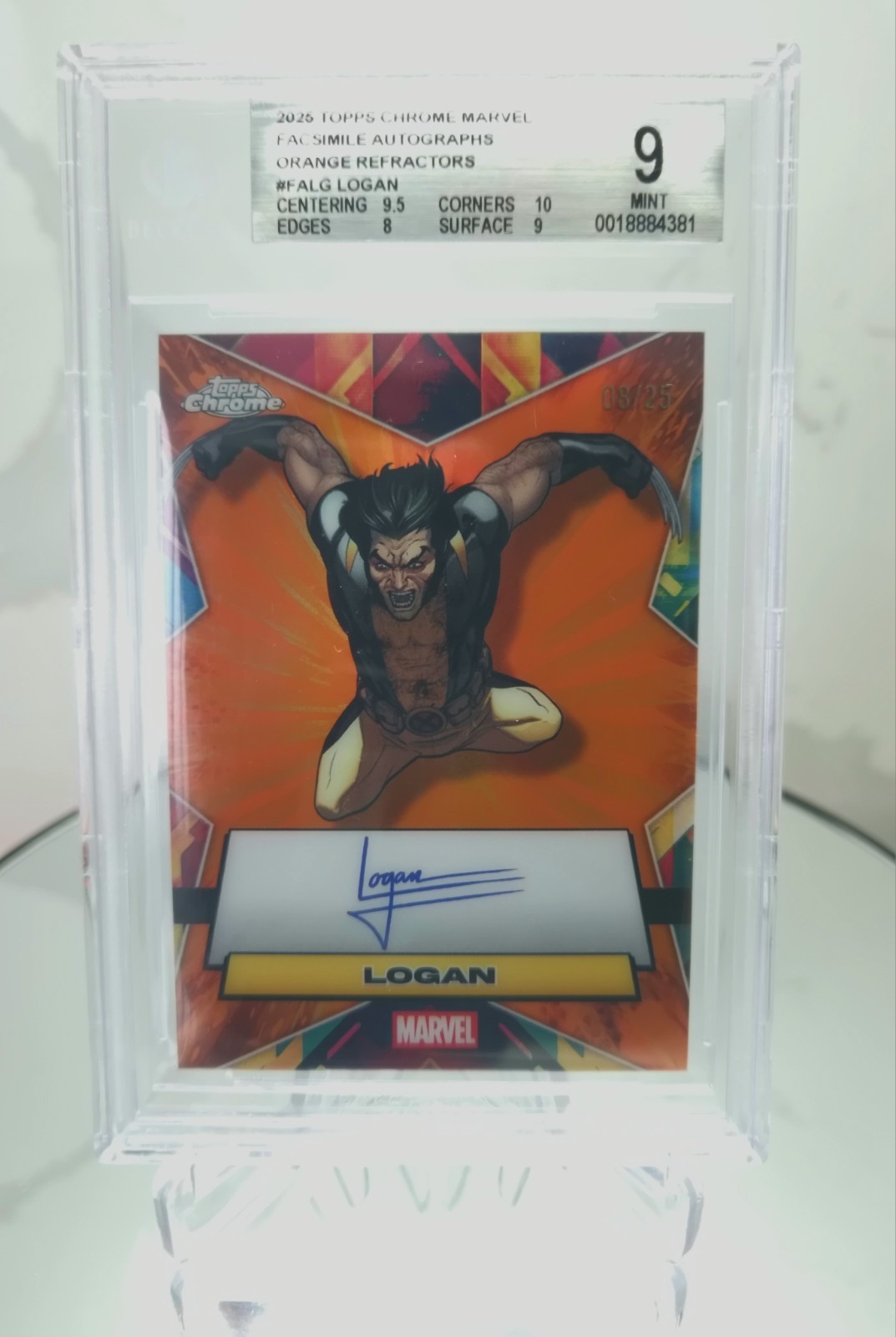 2025 Topps Marvel Chrome Logan (Wolverine) Facsimile Autograph Orange /25 #FA-LG 2025 Topps Marvel Chrome Logan (Wolverine) Facsimile Autograph Orange /25 #FA-LG