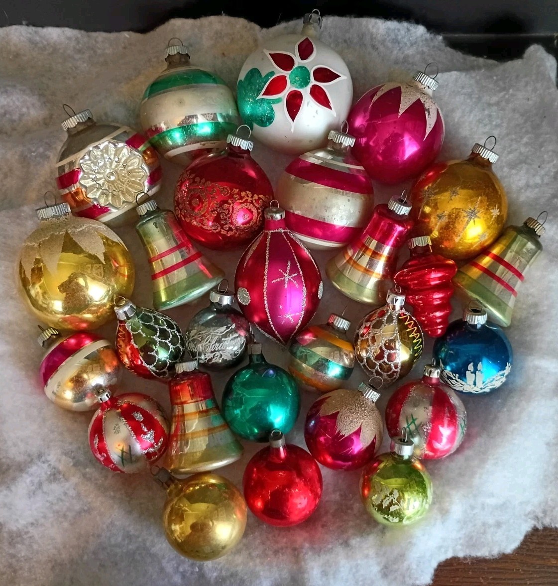 Lot of 27 Vintage Shiny Brite Poland  Glass Christmas Tree Ornaments  Mixed Lot 