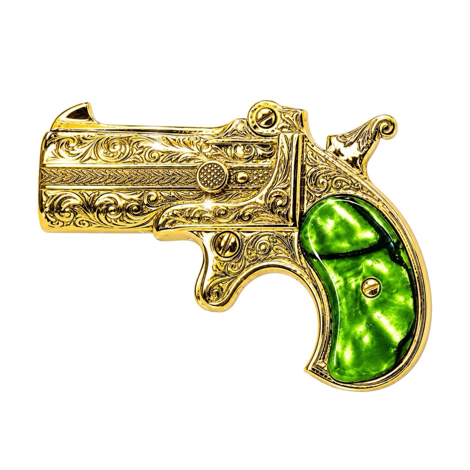 RARE 1866 Double Barrel Derringer Pistol Replica Toxic Green Krinite Grips