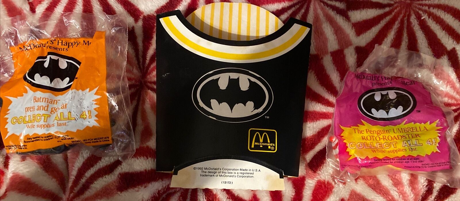 1992, McDonald\'s, BATMAN, THE PENGUIN French Fry Container +mcdonald’s toys