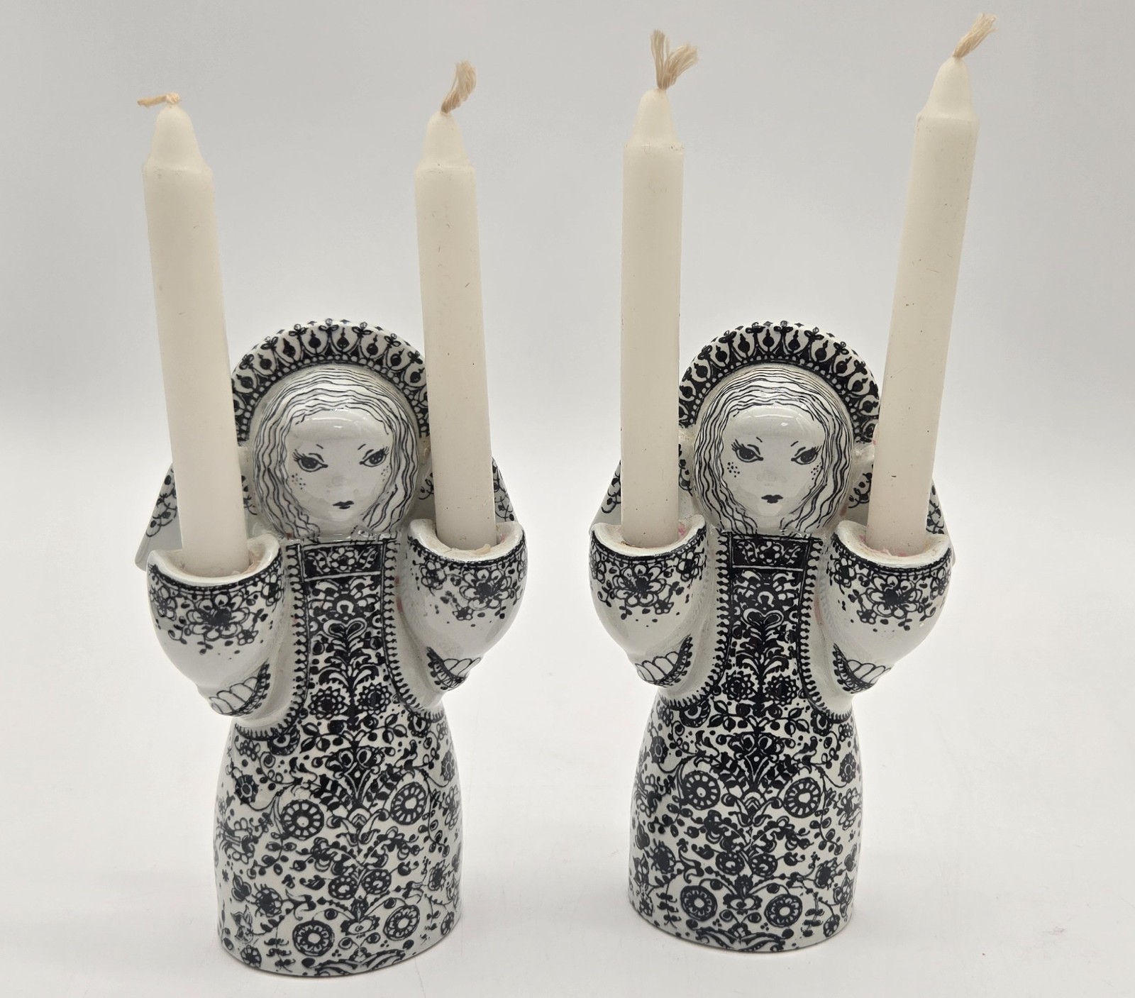 Nymolle Denmark Jacob Bang Angel Candle Holder 3315-474 Vintage Black & White