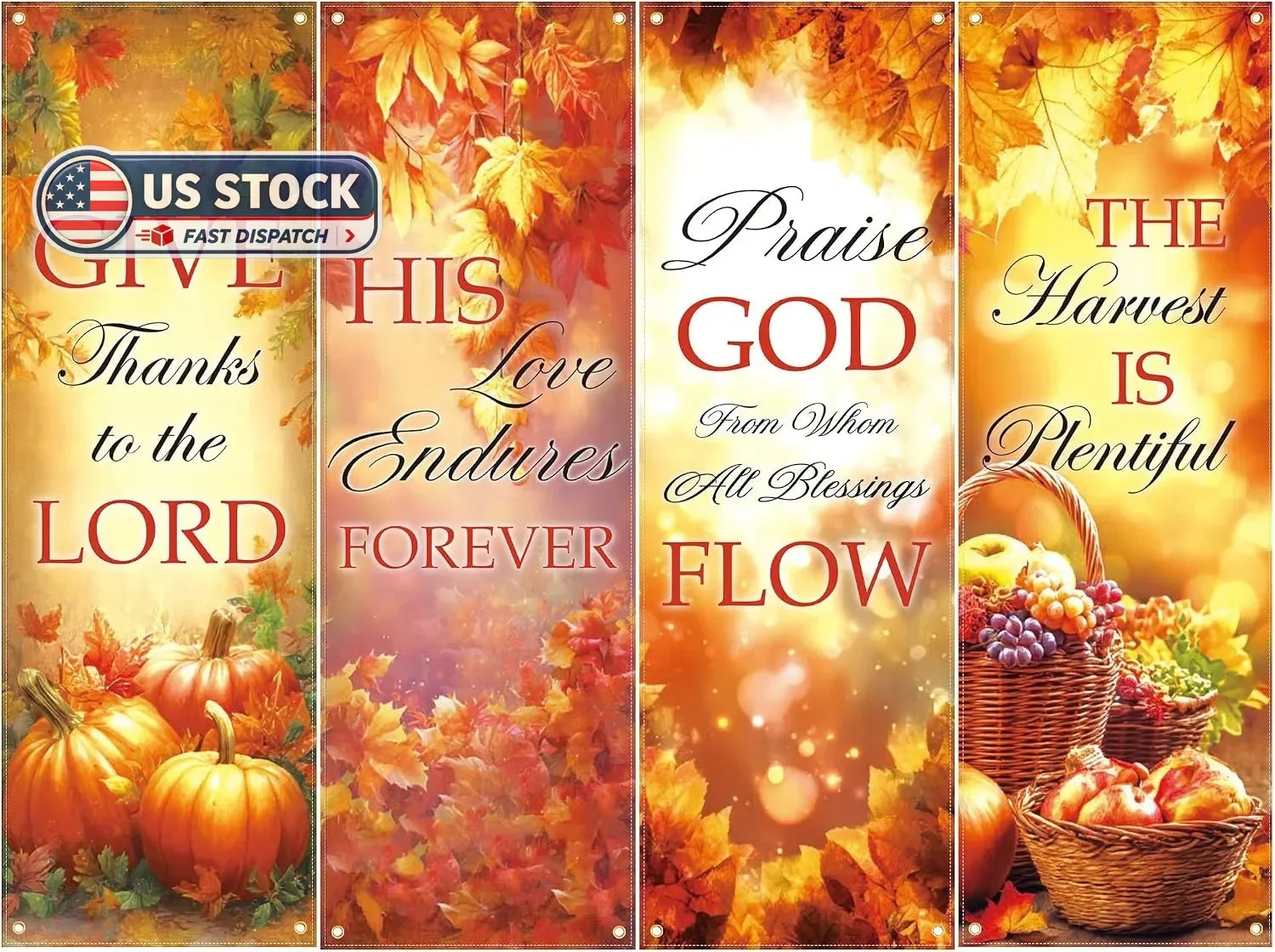 4Pcs Fall Church Banners for Sanctuary Wall, Autumn Church Banners with Scriptur 4Pcs Fall Church Banners for Sanctuary Wall, Autumn Church Banners with Scriptur