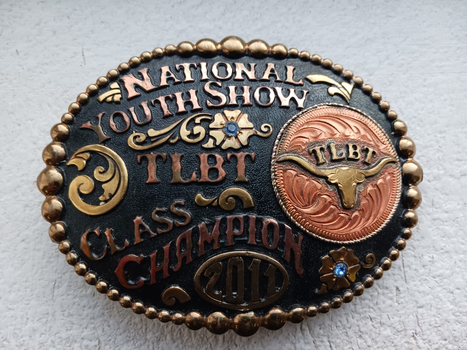 Vintage 2010 TLBT Longhorn Cattle Class Champion Trophy Belt Buckle Maynard