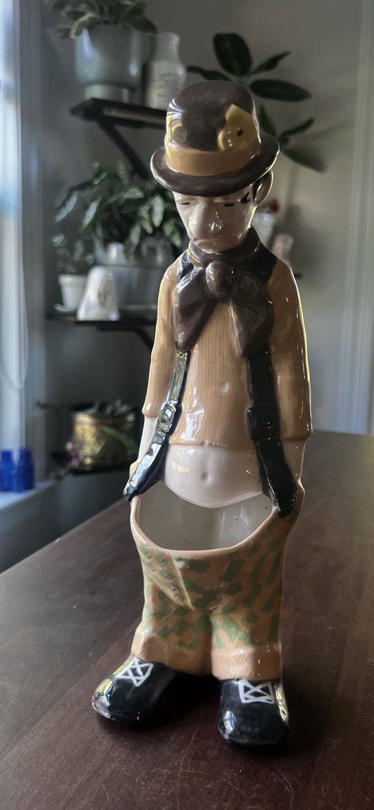 Vintage 1970s Ceramic Sad-Face Hobo Clown Cactus/Succulent Planter 12” Tall Rare
