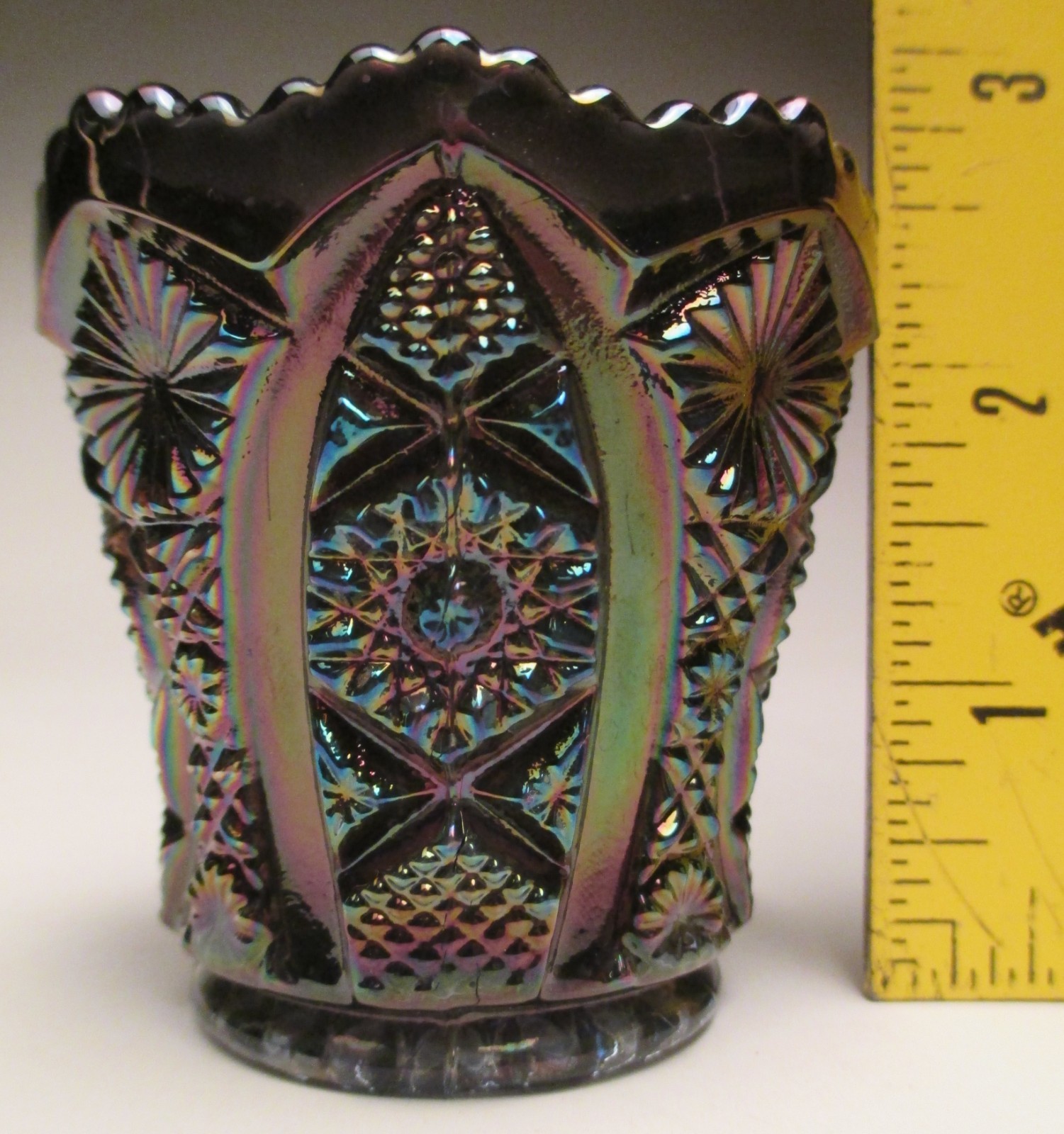 Imperial Glass Co. Pressed Toothpick Holder Fashion #505 Light Amethyst Carnival