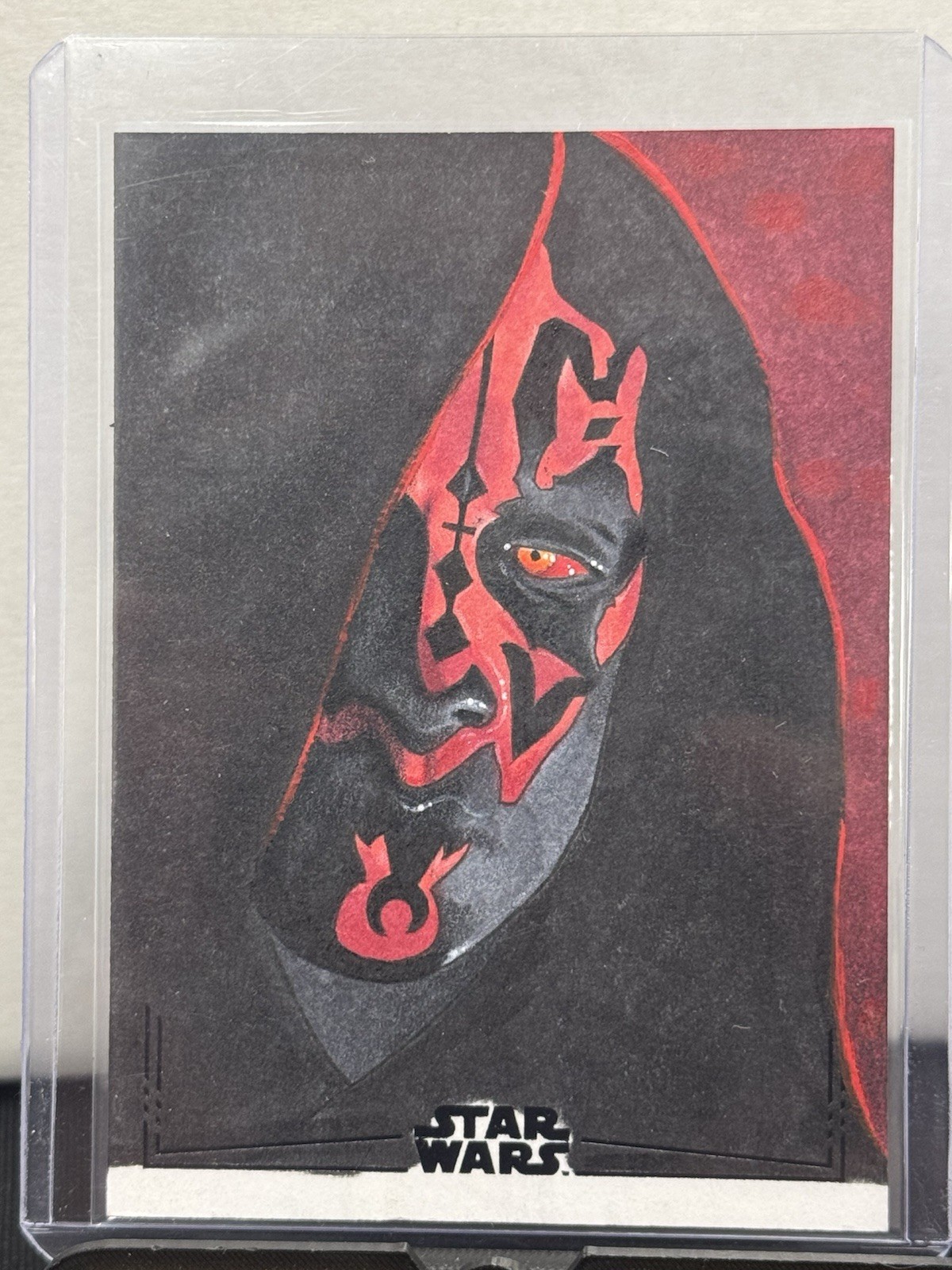 2026 Topps Star Wars Galaxy DARTH MAUL BLACK FOIL Sketch Card 1/1 Mike Stephens 2026 Topps Star Wars Galaxy DARTH MAUL BLACK FOIL Sketch Card 1/1 Mike Stephens