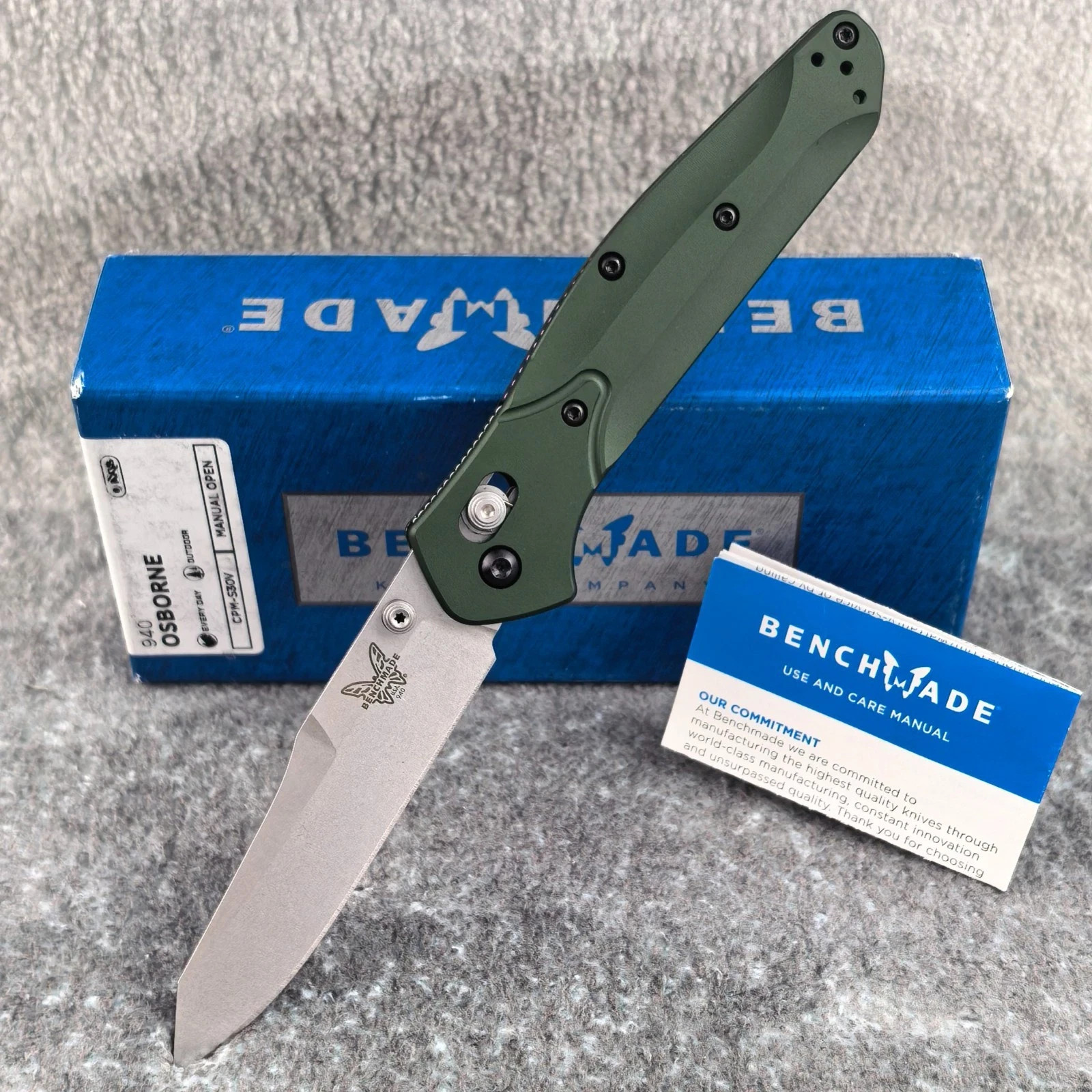 Benchmade Osborne 940 Green Aluminum CPM-S30V BLADE 3.4'' Folding Knife Benchmade Osborne 940 Green Aluminum CPM-S30V BLADE 3.4'' Folding Knife