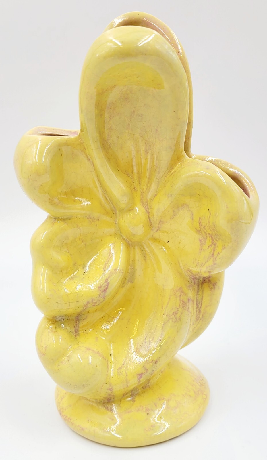 Gonder Pottery 1940s Vase Yellow/Lavender Art Deco Floral Vintage 