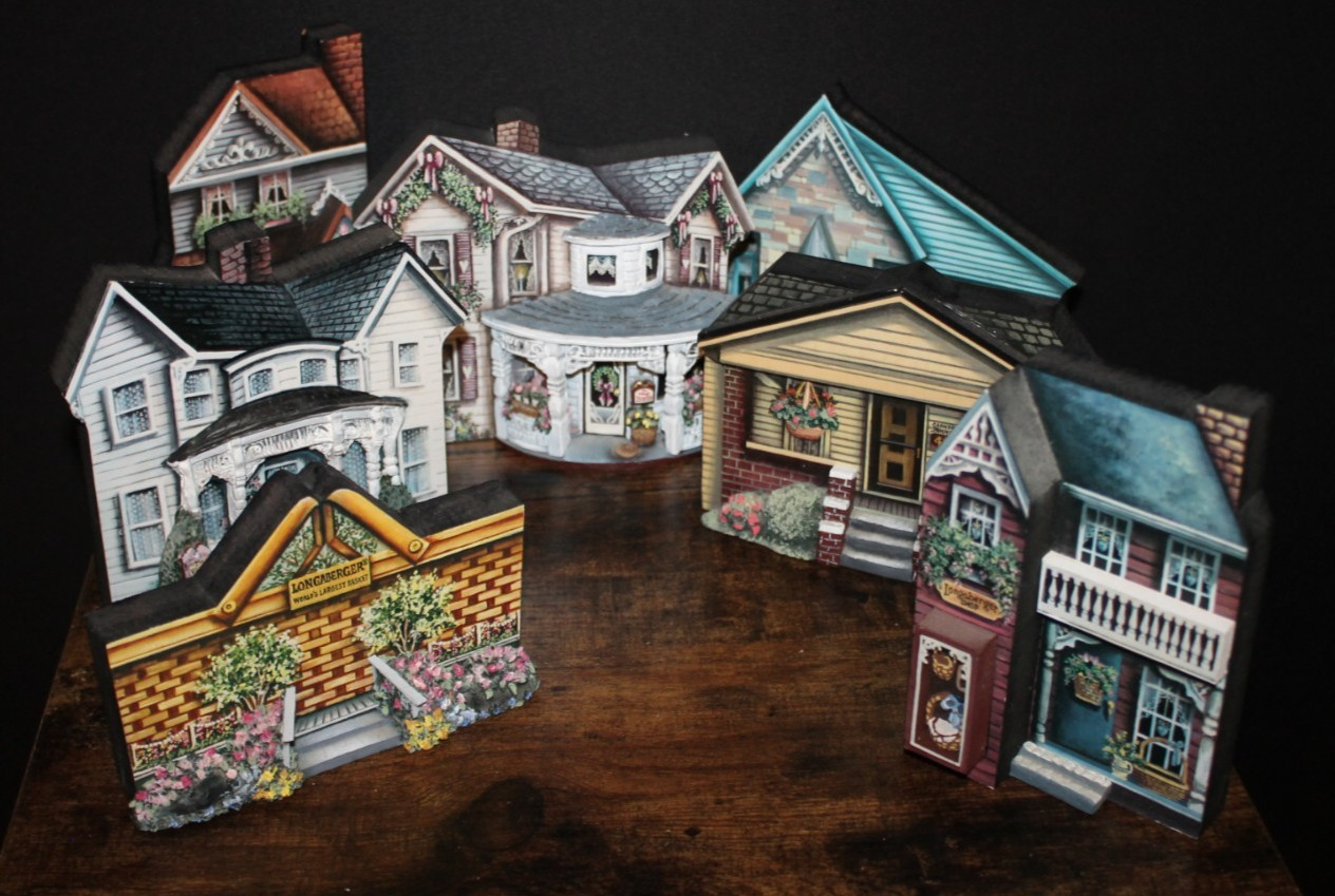 Longaberger Village Collection Shelf Sitters Lot of 7 All Signed Houses
