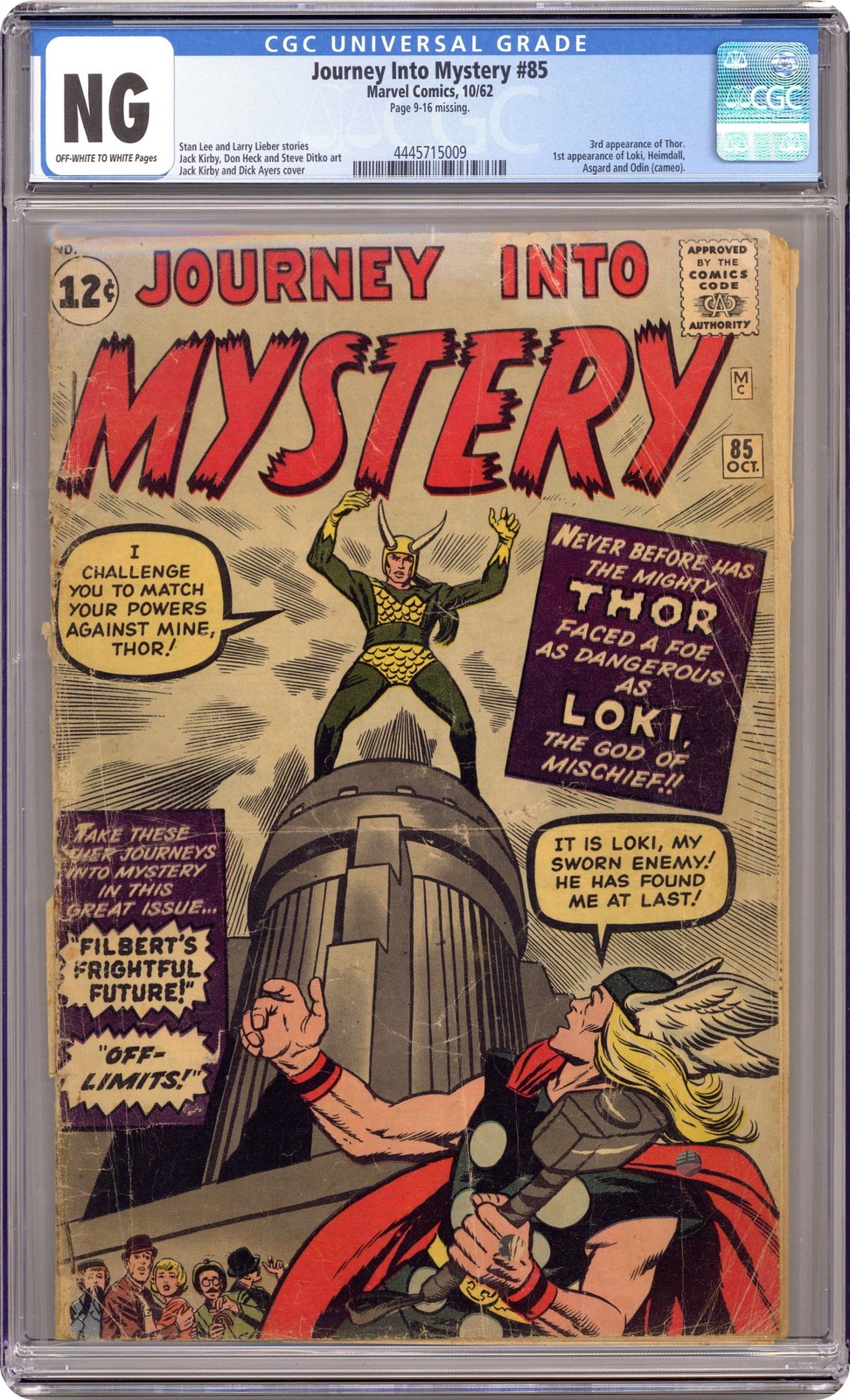 Thor Journey Into Mystery #85 CGC 0.1 1962 4445715009 1st app. Loki