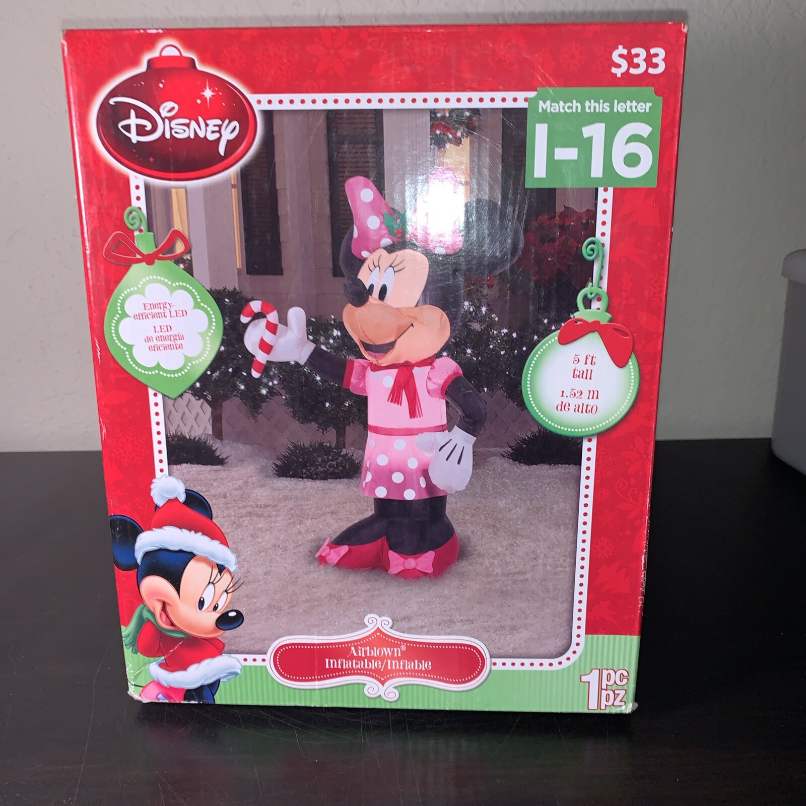 Disney 5ft Christmas Santa Minnie Mouse Air blown Inflatable Lights Up Exclusive