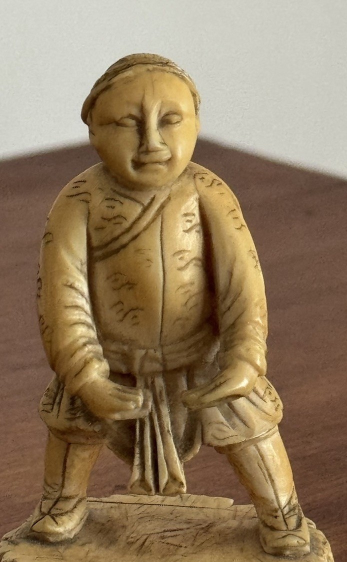 Antique Japanese Highly Detailed Hand Crafted Netsuke Warrior Statue