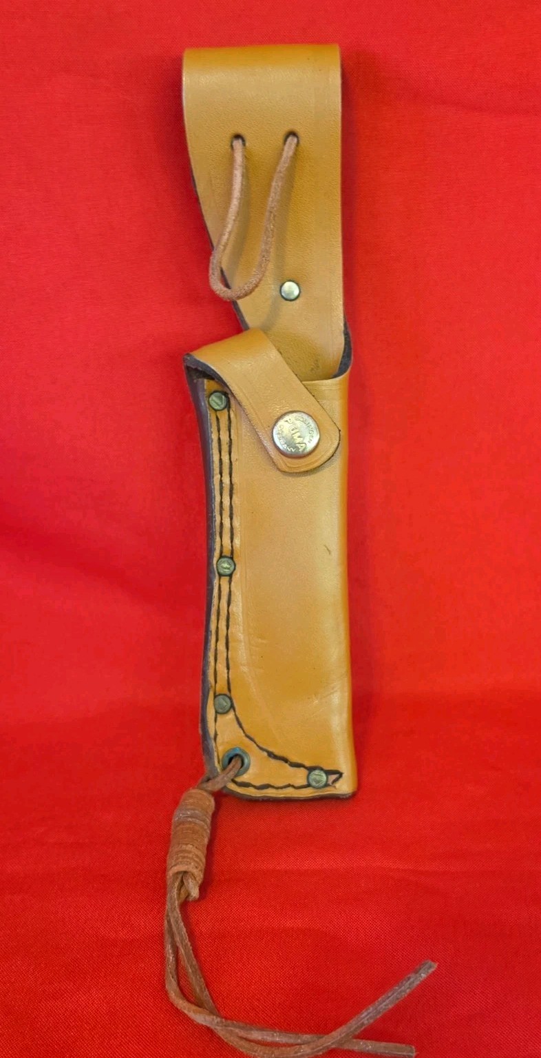 Vintage Puma Solingen Germany Leather Skinner Sheath 6393 Diamond Rivet 1980s