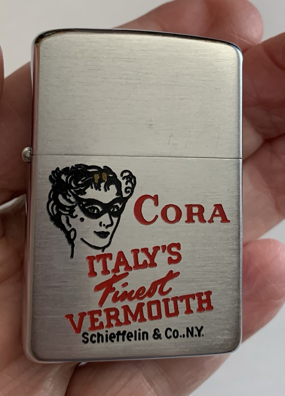 Zippo Advertising Lighter - Cora Italy's Finest Vermouth, Schieffelin & Co. N.Y. Zippo Advertising Lighter - Cora Italy's Finest Vermouth, Schieffelin & Co. N.Y.