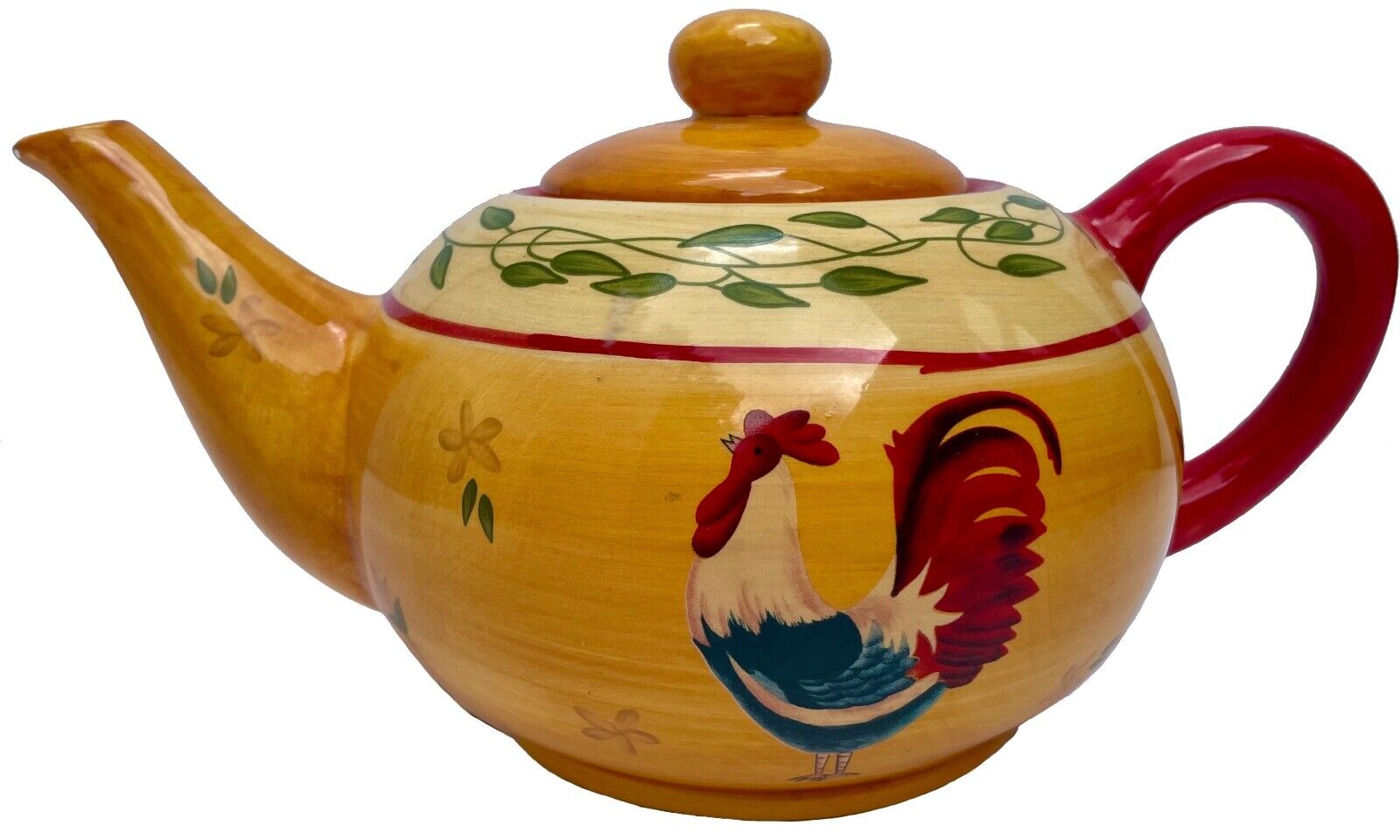 Vintage Young's Heartfelt Kitchen Creations Ceramic 5-CupYellow Teapot Rooster