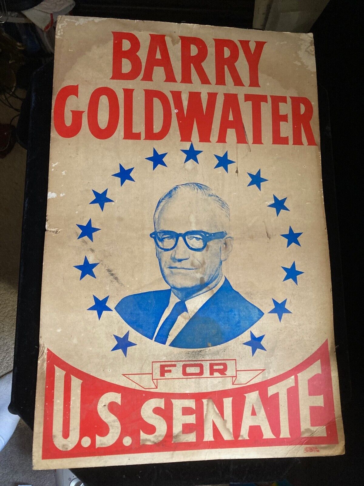 Barry Goldwater for US Senate poster 14X22 vintage rare  estate find
