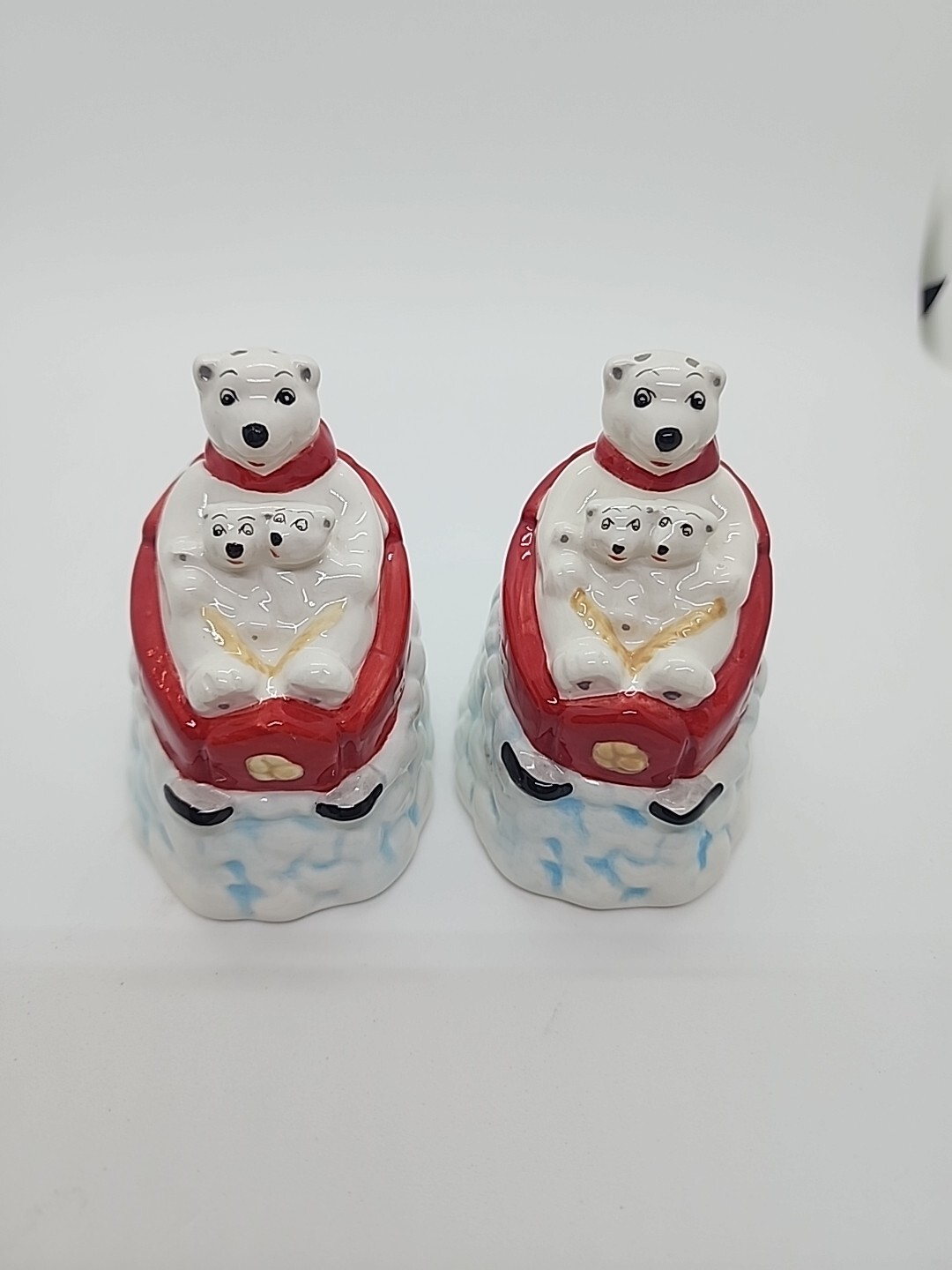 Coca Cola Salt/Pepper Shakers Polar Bear Down Hill