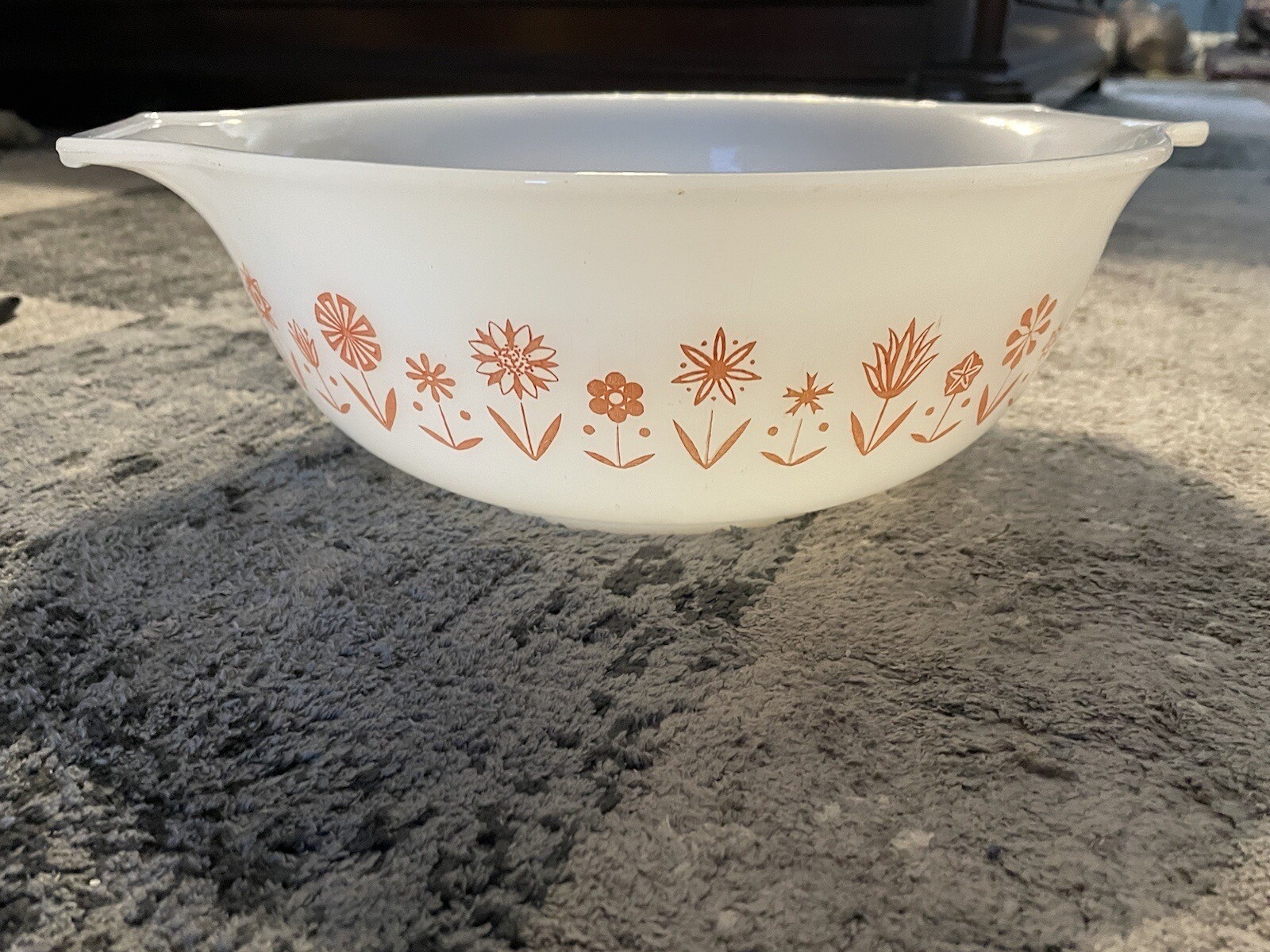 Vintage HTF Glasbake J-2357  Spring Garden  Salad/ Mixing Bowl