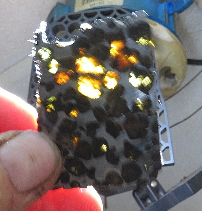 26 gm SERICHO pallasite Meteorite slice translucent from Kenya std olivine JAL