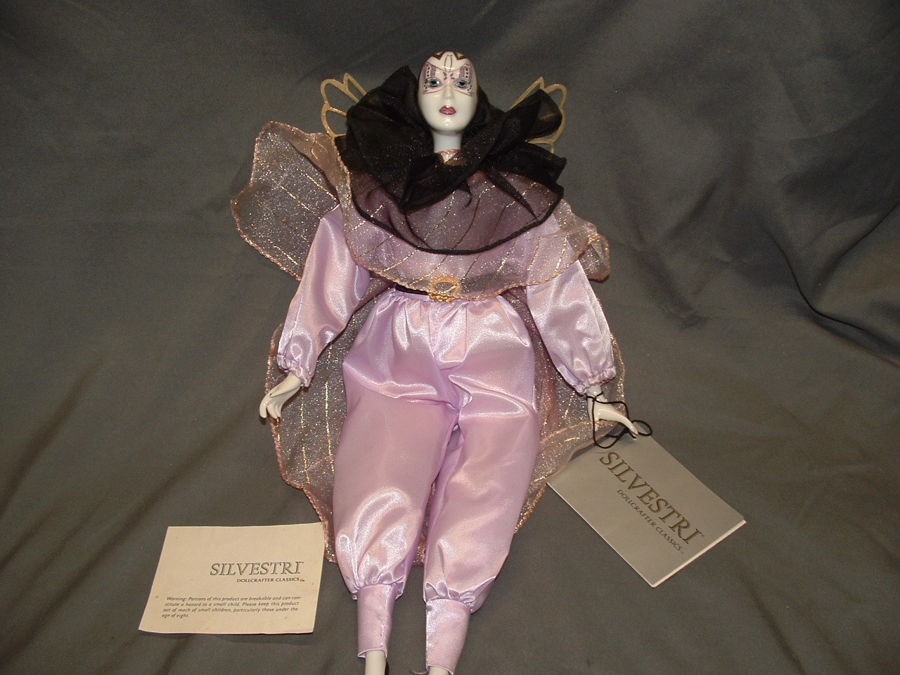Vintage Silvestri Porcelain French Clown Purple Butterfly By Charles A Berry