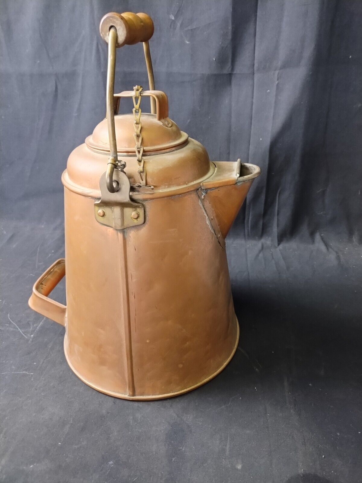 Vintage Copper Coffee Pot Swing Handle Campfire
