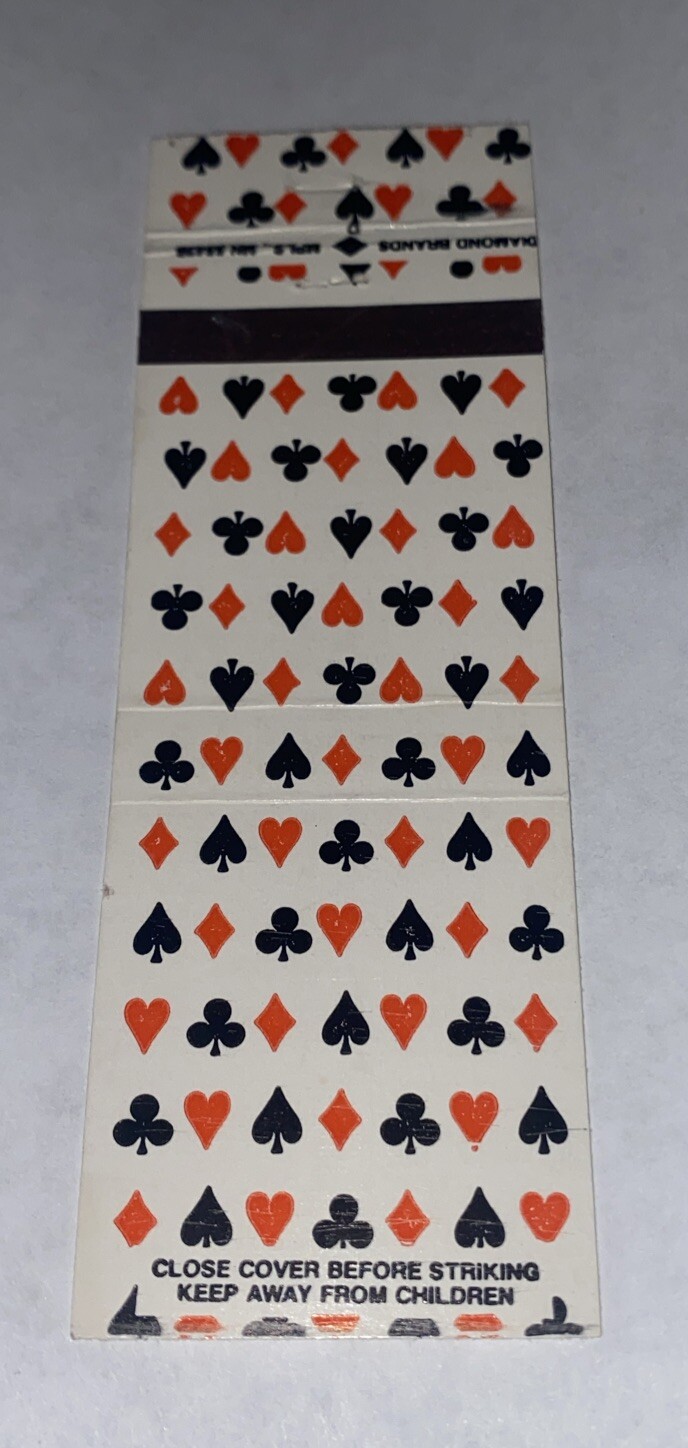 Vintage Matchbook Cover Matchcover White Hearts Spades Clubs Diamonds Vintage Matchbook Cover Matchcover White Hearts Spades Clubs Diamonds