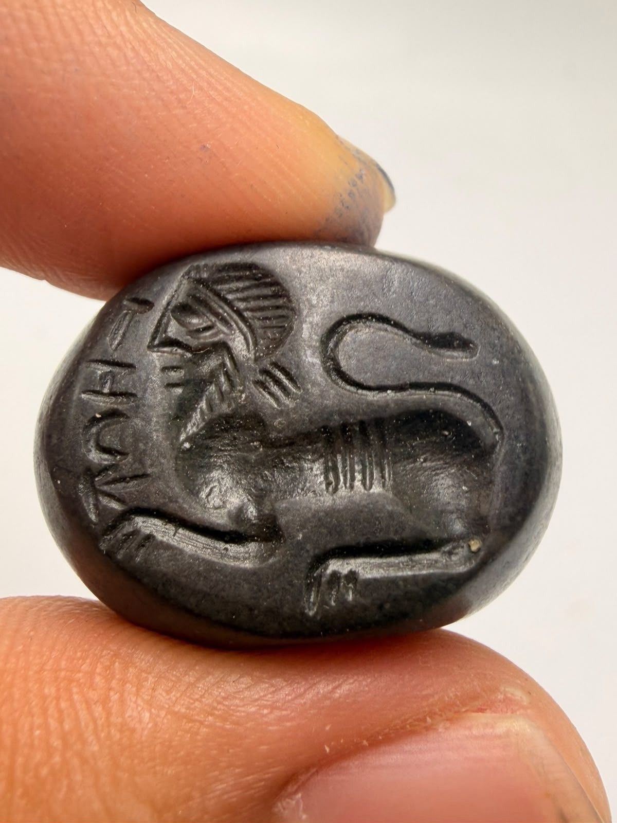 Ancient Roman Sassan King Sphinx Garnet Stone Seal Stamp Bead