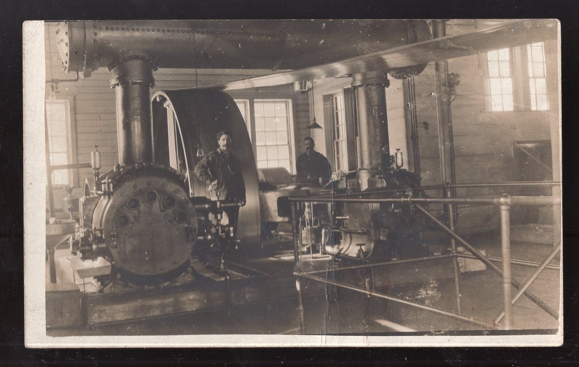 No ID 1905-10 Real Photo Postcard; Interior of a Pump or Power Station; Workers