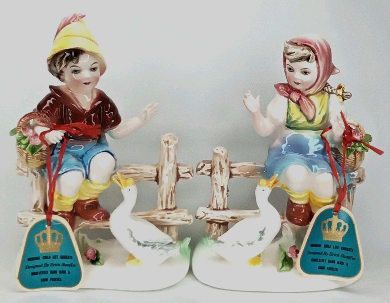 Arnart 5th Avenue Erich Stauffer Porcelain Figurine Set Of 2 Vintage 1960s
