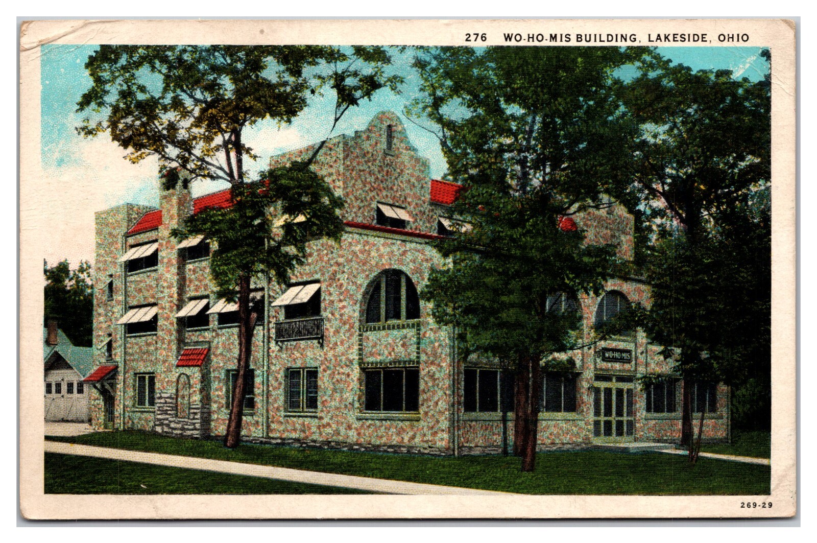 Wo-Ho Mis Building Lakeside Ohio Stamp St. Paris Ohio 1929 Lakeside OH Postmark